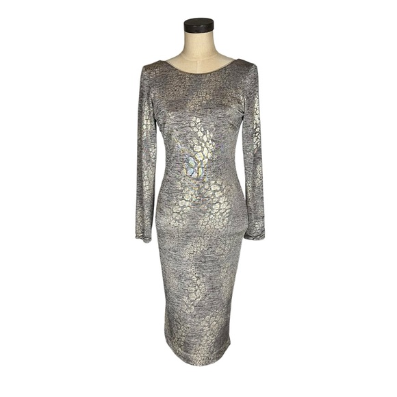 Dress The Population Emery Metallic Jersey Open Back Dress SZ M - Picture 2 of 12